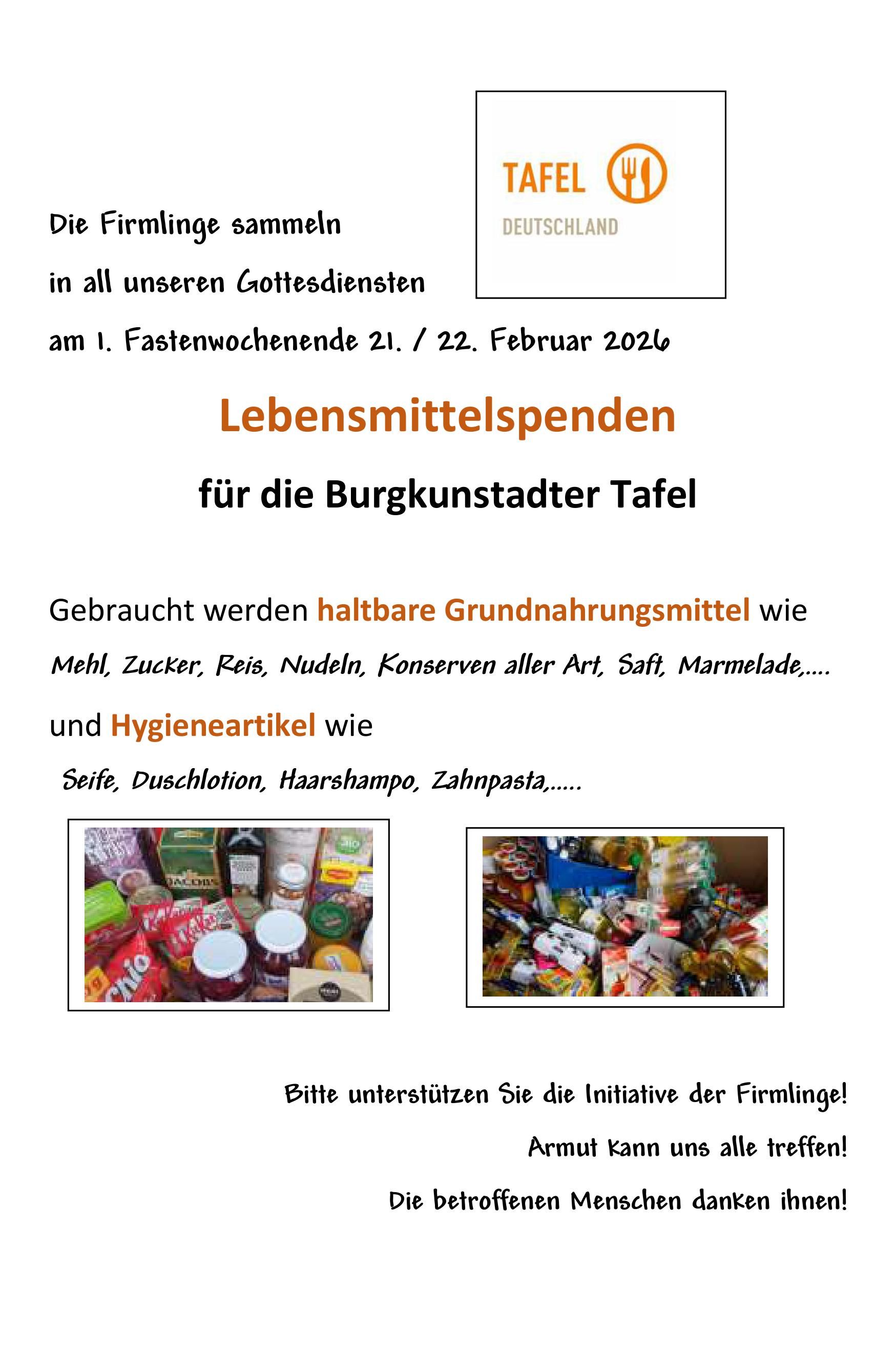 Lebensmittelspenden für die Burgkunstadter Tafel